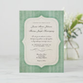 Charme vintage Vert Monogramme Invitations de mari (Debout devant)