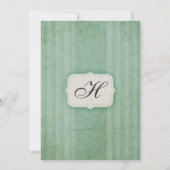 Charme vintage Vert Monogramme Invitations de mari (Dos)