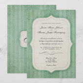 Charme vintage Vert Monogramme Invitations de mari (Devant / Derrière)