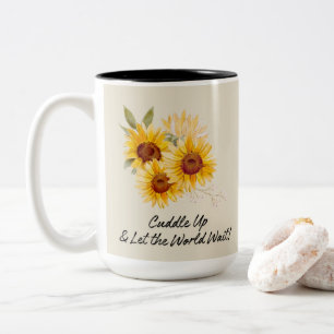 Charme Zonnebloemen met Quote Tweekleurige Koffiemok