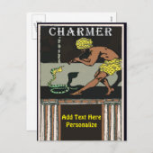 Charmeur de serpents, ajouter du texte, Carte post (Devant / Derrière)