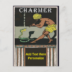 Charmeur de serpents, ajouter du texte, Carte post