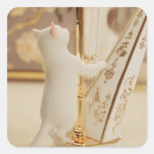 Charmeuse Chaton Harpiste – Autocollant