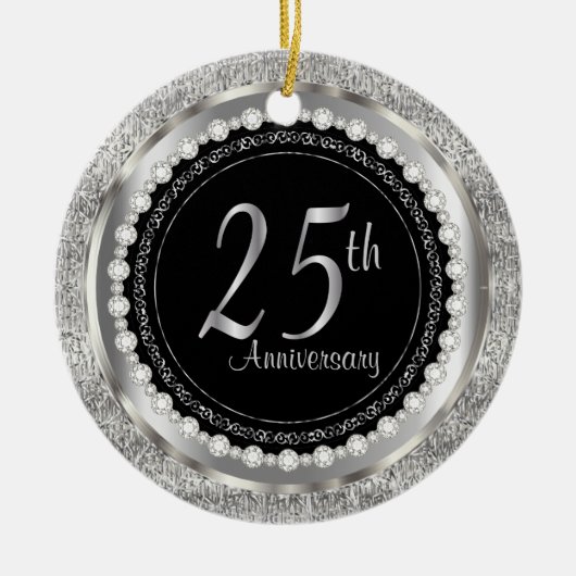 Charming 25th Silver Wedding Jubileum Keramisch Ornament (Voorkant)