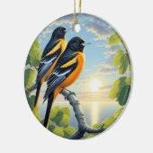 Charming Baltimore Oriole Bird Keepsake Keramisch Ornament (Links)