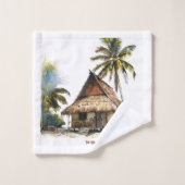 Charming Beach House Scene Aquarelle Design (Gant de toilette)
