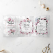 Charming Birds en Magnolia Blossom Drieluik Uitnodiging (Binnen)