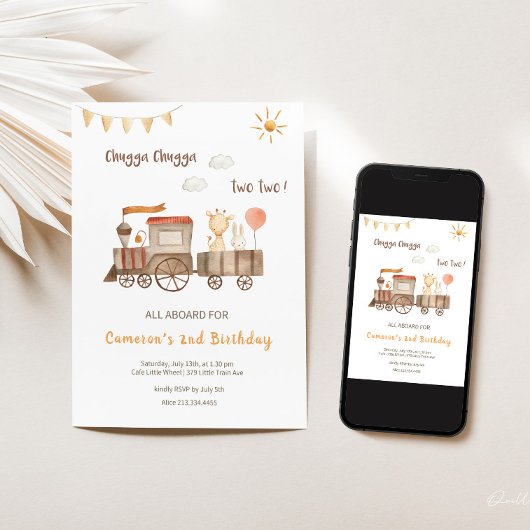 Charming Birthday Train Invitation