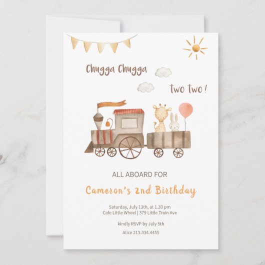 Charming Birthday Train Invitation (Devant)