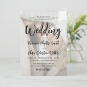 Charming Black Calligraphy Photo Wedding Kaart (Staand voorkant)