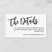 Charming Black Calligraphy Wedding Details Informatiekaartje (Voorkant)