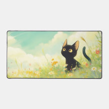 Charming Black Cat Golden Eye Sunny Wildflower