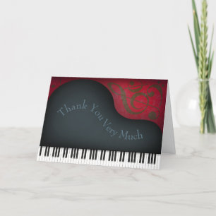 Charming Black Grand Piano - Gepersonaliseerde muz Bedankkaart