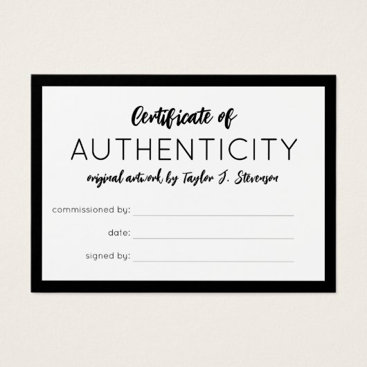 Charming Black Mini certificat d'authenticité (Devant)