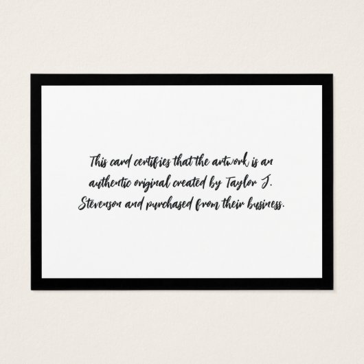 Charming Black Mini certificat d'authenticité (Dos)