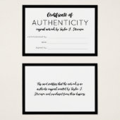 Charming Black Mini Certificate of Authenticity Visitekaartje (Voorkant /achterkant)