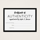 Charming Black Mini Certificate of Authenticity Visitekaartje (Voorkant)