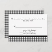 Charming Black & White Gingham Wedding RSVP Kaartje (Voorkant / Achterkant)