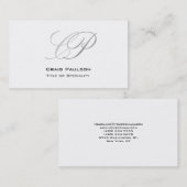 Charming Black White Grey Monogram Visitekaartje (Voorkant / Achterkant)