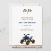 Charming Blue Quad Bike Invitation Anniversaire (Devant)
