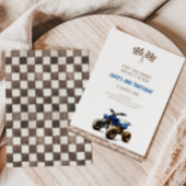 Charming Blue Quad Bike Invitation Anniversaire