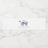 Charming Blue Tractor Étiquette de bouteille d'eau (Étiquettes simples)