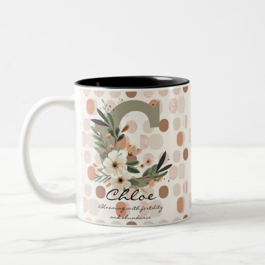 Charming Boho Chic Fleur Monogram Mug - Chloe. (Gauche)