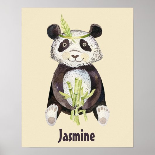 Charming Boho Panda gepersonaliseerd Poster (Voorkant)