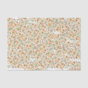 Charming Boho Peach Floral Mint Green Leafs Tissuepapier