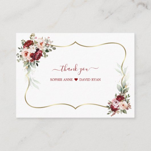 Charming Burgundy Flowers QR Code Wedding Informatiekaartje (Achterkant)