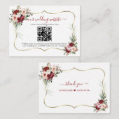 Charming Burgundy Flowers QR Code Wedding Informatiekaartje (Voorkant / Achterkant)