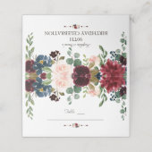 Charming Burgundy Navy Blue Floral Table Number (Buitenkant ongevouwen)