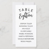 Charming Calligraphie Numéro de table Noms des inv (Devant)