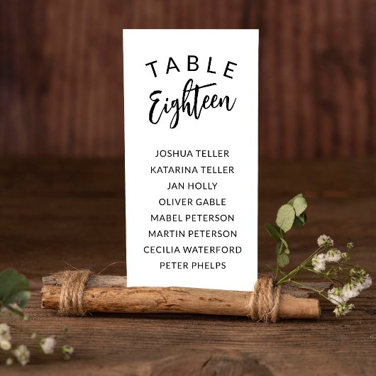Charming Calligraphie Numéro de table Noms des inv