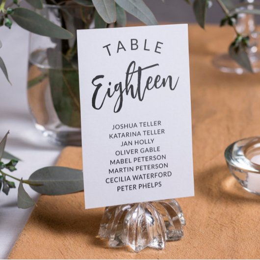 Charming Calligraphie Numéro de table Noms des inv