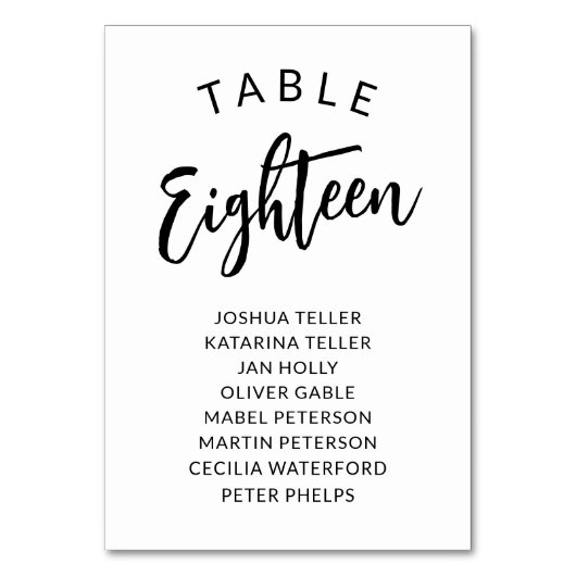 Charming Calligraphie Numéro de table Noms des inv (Par défaut)