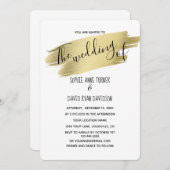 Charming Calligraphy Gold Stroke Wedding Kaart (Voorkant / Achterkant)