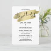 Charming Calligraphy Gold Stroke Wedding Kaart (Staand voorkant)