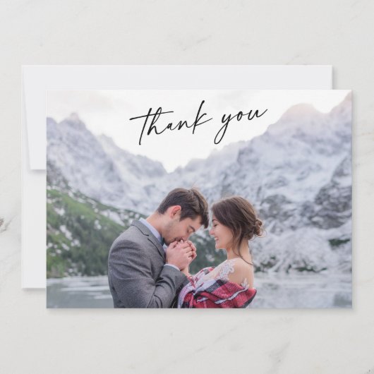Charming Calligraphy Weduwfoto Hartelijk dank Bedankkaart (Voorkant)