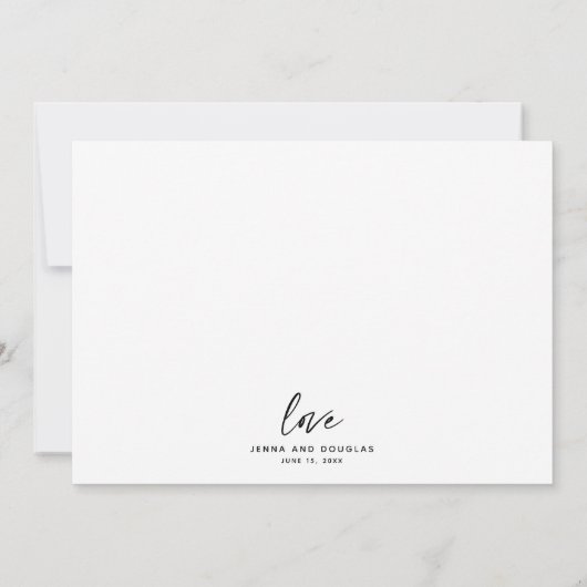 Charming Calligraphy Weduwfoto Hartelijk dank Bedankkaart (Achterkant)