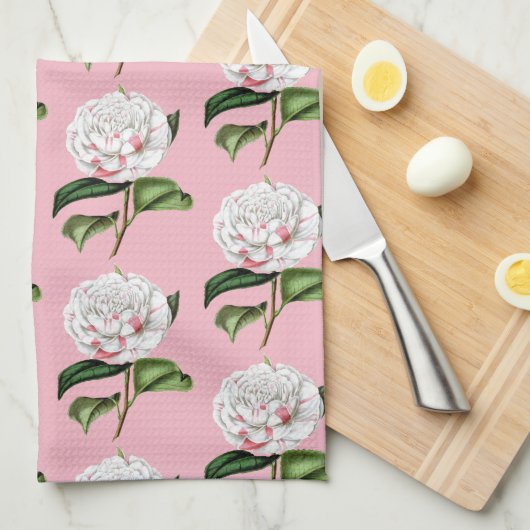 Charming Camellia Floral Theedoek (Quarter Fold)