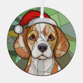 Charming Canine Cheer: Beagle thema Kerstmis Glas Ornament (Achterkant)