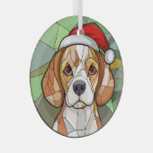 Charming Canine Cheer: Beagle thema Kerstmis Glas Ornament (Voorkant Rechts)