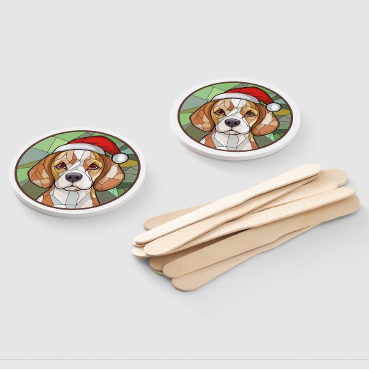 Charming Canine Cheer: Beagle thema Kerstmis Handwaaier (Niet-gemonteerd)