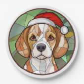 Charming Canine Cheer: Beagle thema Kerstmis Papieren Bordje (Voorkant)