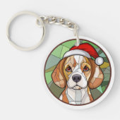 Charming Canine Cheer: Beagle thema Kerstmis Sleutelhanger (Voorkant)