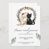  Charming Cat Couple Wedding Invitation  (Devant / Derrière)