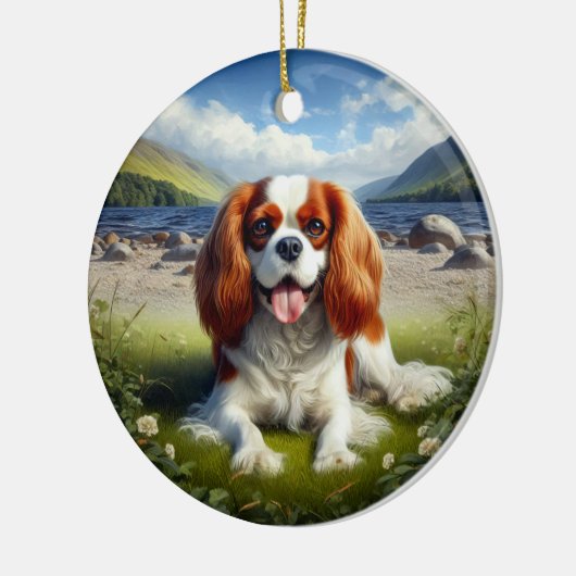 Charming Cavalier King Charles Spaniel Keepsake Keramisch Ornament (Links)