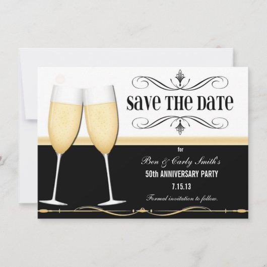 Charming Champagne Save the Date Invitation (Voorkant)