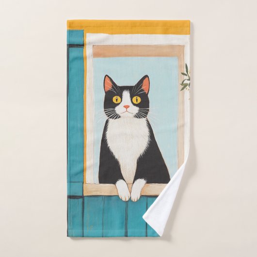 Charming Chat in Window (Serviette à main)